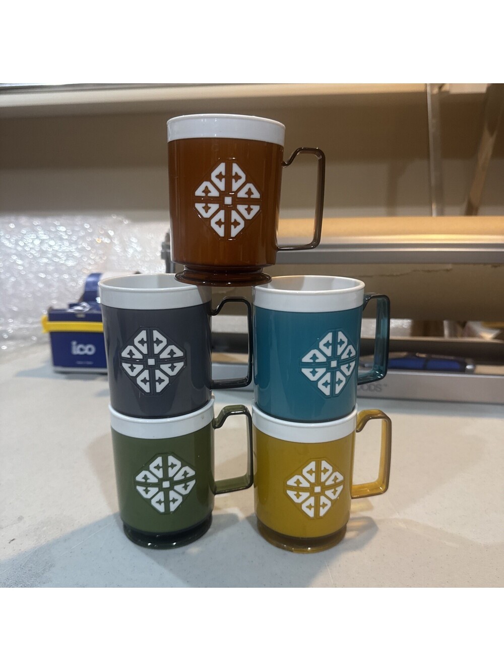 Vtg 1970 plastic coffee mugs made by Chalet of Chicago